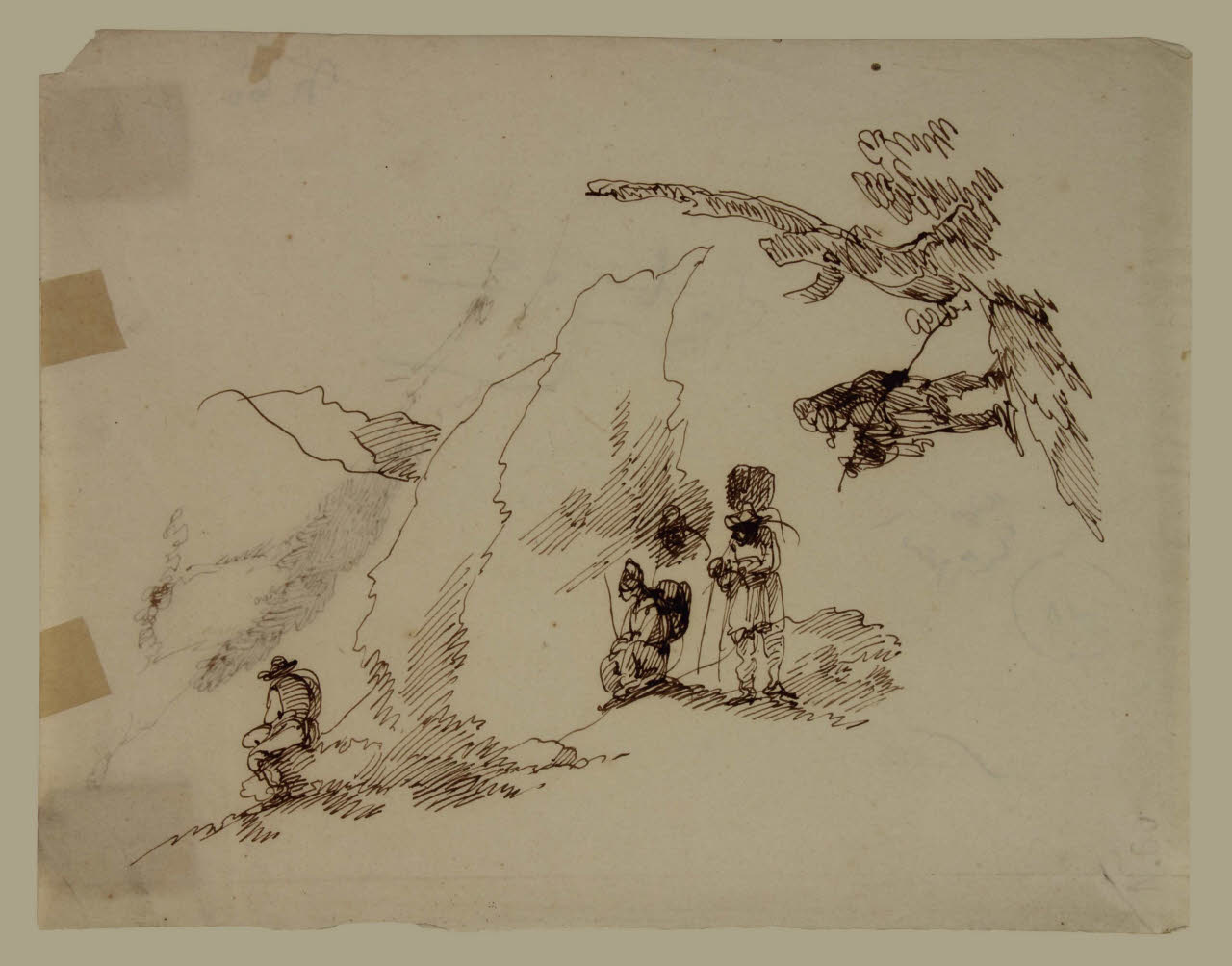 Studi di paesaggio con figurette, Studi di paesaggio con figurette (disegno) di Bison, Giuseppe Bernardino (secc. XVIII/ XIX)