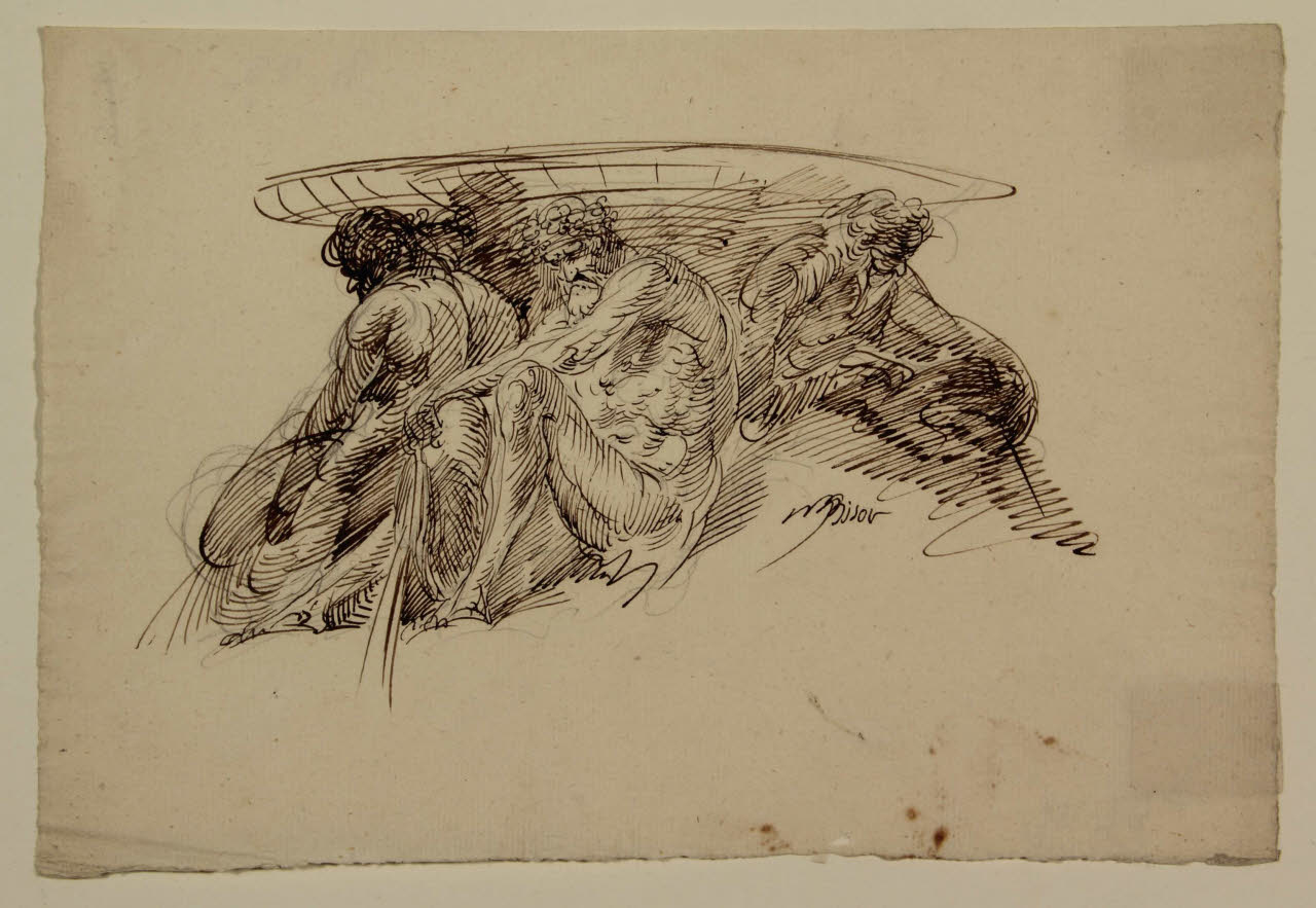 Gruppo di tre telamoni, Gruppo di tre telamoni (disegno) di Bison, Giuseppe Bernardino (secc. XVIII/ XIX)