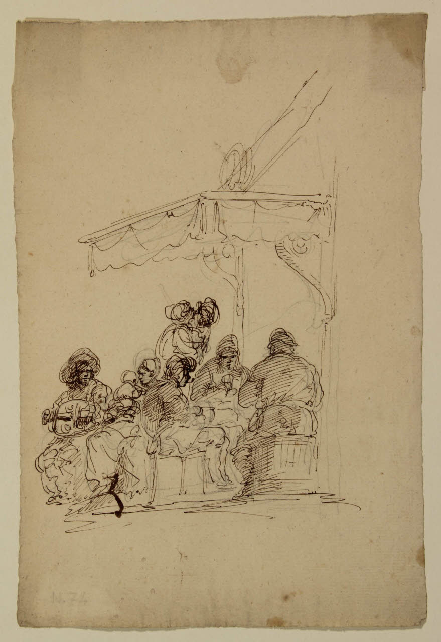 Gruppo di figure sotto a una struttura a baldacchino, Gruppo di figure sotto a una struttura a baldacchino (disegno) di Bison, Giuseppe Bernardino (secc. XVIII/ XIX)