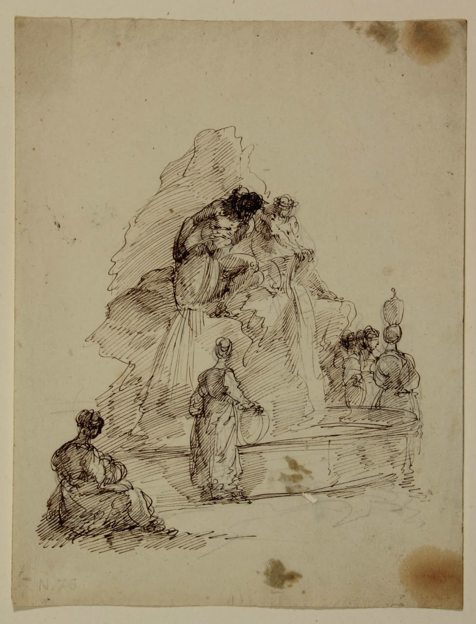 Fontana con figure, Fontana con figure (disegno) di Bison, Giuseppe Bernardino (secc. XVIII/ XIX)