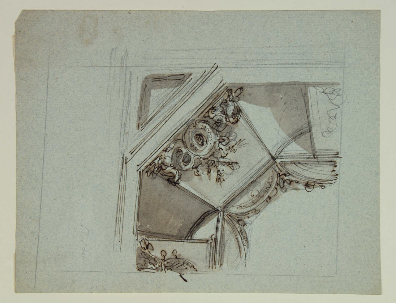 Studio di articolare decorativo verosimilmente per un soffitto, Studio di articolare decorativo verosimilmente per un soffitto (disegno) di Bison, Giuseppe Bernardino (secc. XVIII/ XIX)