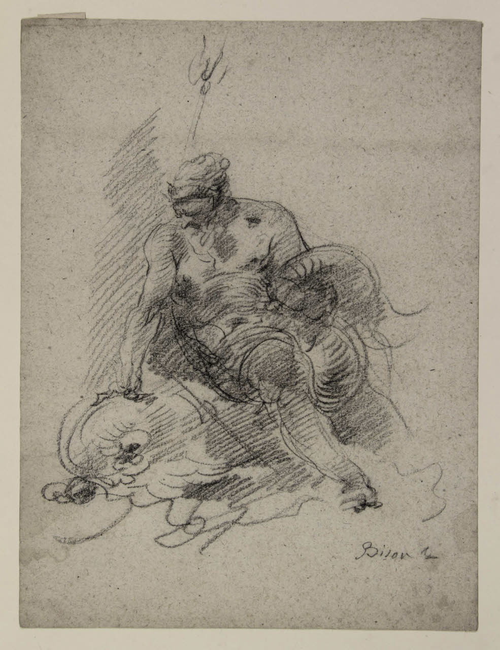 Nettuno seduto, Nettuno seduto (disegno) di Bison, Giuseppe Bernardino (secc. XVIII/ XIX)