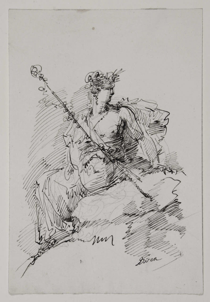Figura femminile allegorica, Figura femminile allegorica (disegno) di Bison, Giuseppe Bernardino (secc. XVIII/ XIX)
