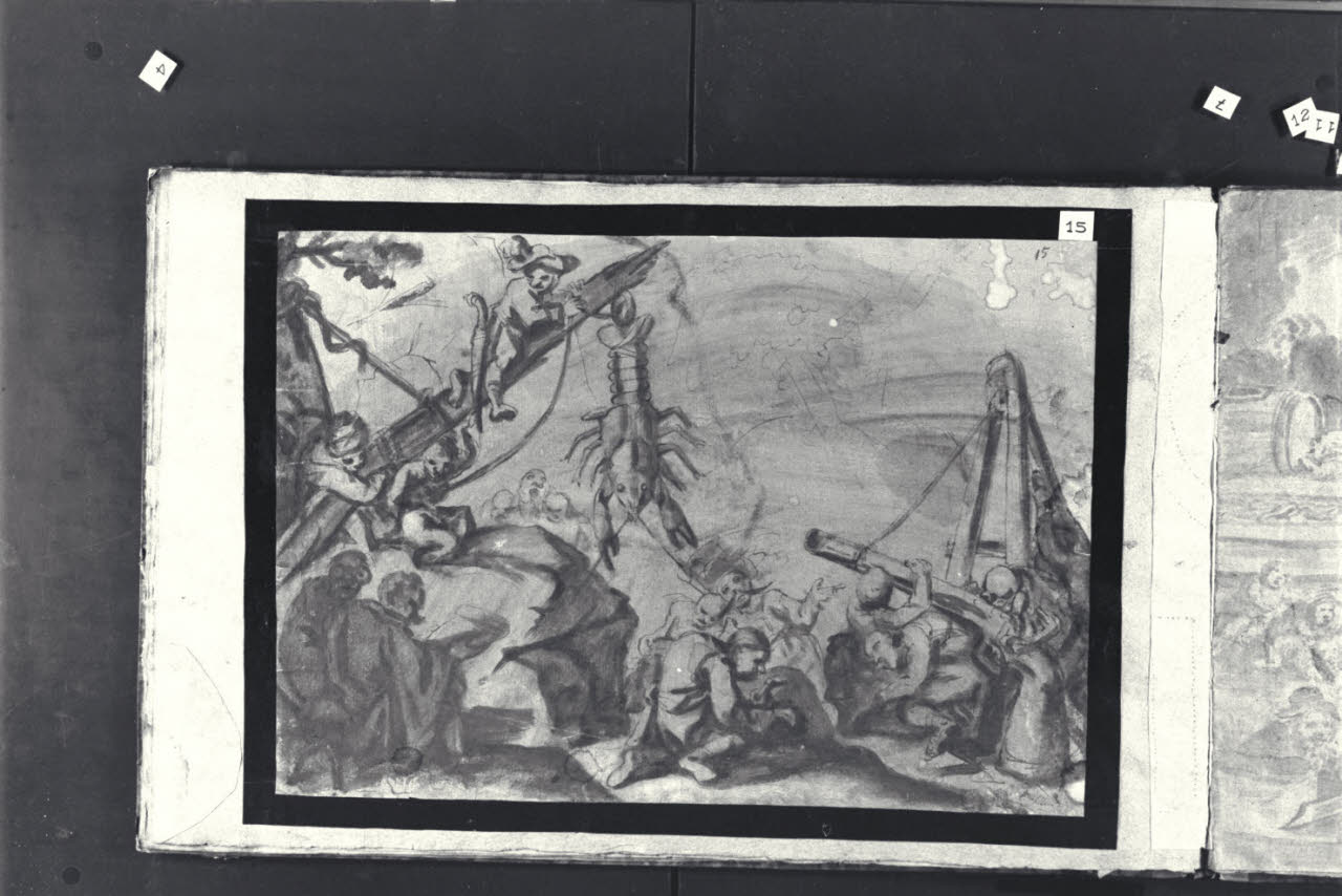 Aragosta giustiziata dai nani (disegno) di Albrici, Enrico; Albrici, Enrico (; (?)) (sec. XVIII)