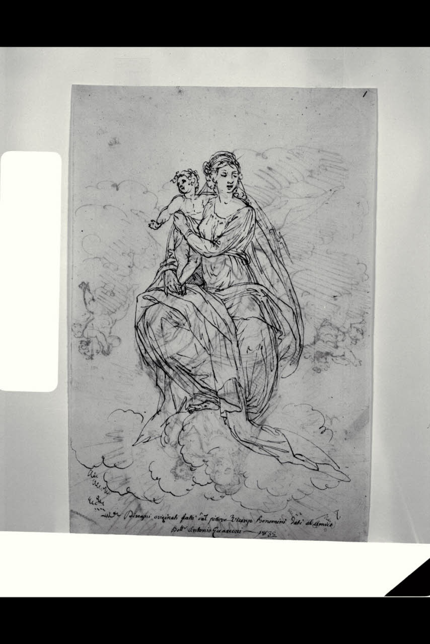 Madonna con Bambino (disegno) di Bonomini, Paolo Vincenzo; Bonomini, Paolo Vincenzo (secc. XVIII/ XIX)
