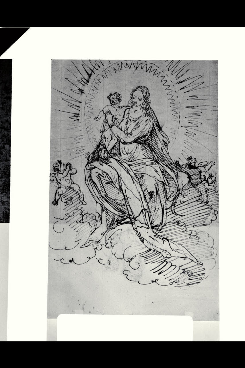 Madonna con Bambino e angeli (disegno) di Bonomini, Paolo Vincenzo; Bonomini, Paolo Vincenzo (secc. XVIII/ XIX)