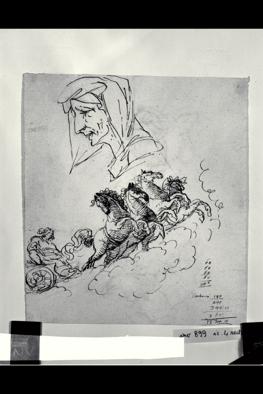 Profilo di vecchia; Il carro del Sole (disegno) di Bonomini, Paolo Vincenzo; Bonomini, Paolo Vincenzo (secc. XVIII/ XIX)