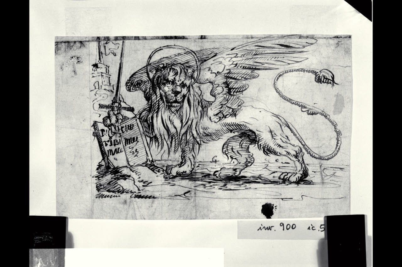 Leone di San Marco (disegno) di Bonomini, Paolo Vincenzo; Bonomini, Paolo Vincenzo (sec. XVIII)