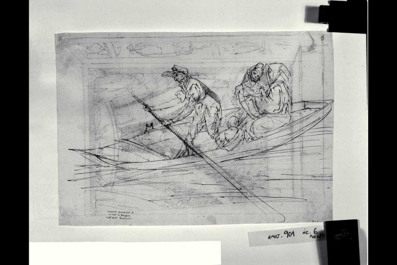 Quattro figure in barca (disegno) di Bonomini, Paolo Vincenzo; Bonomini, Paolo Vincenzo (secc. XVIII/ XIX)
