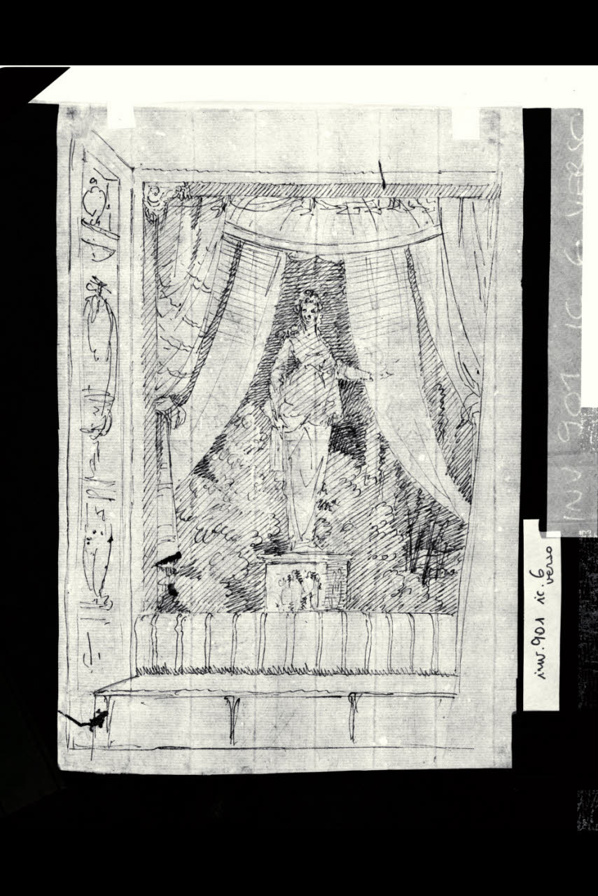 Studio per decorazione parietale illusionistica (disegno) di Bonomini, Paolo Vincenzo; Bonomini, Paolo Vincenzo (secc. XVIII/ XIX)