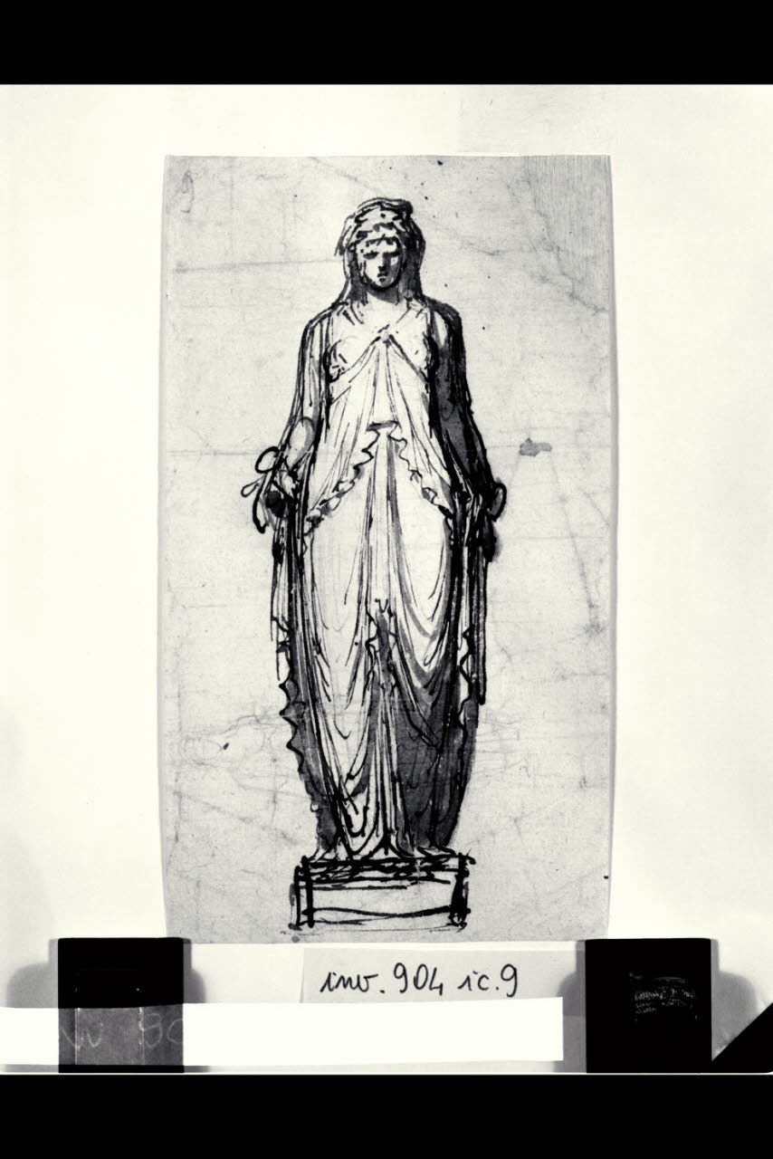 Statua di donna greca col peplo (disegno) di Bonomini, Paolo Vincenzo; Bonomini, Paolo Vincenzo (secc. XVIII/ XIX)