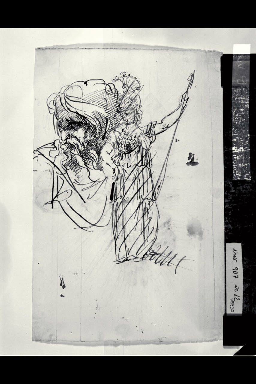 Testa di vegliardo barbuto; Minerva (disegno) di Bonomini, Paolo Vincenzo; Bonomini, Paolo Vincenzo (sec. XIX)