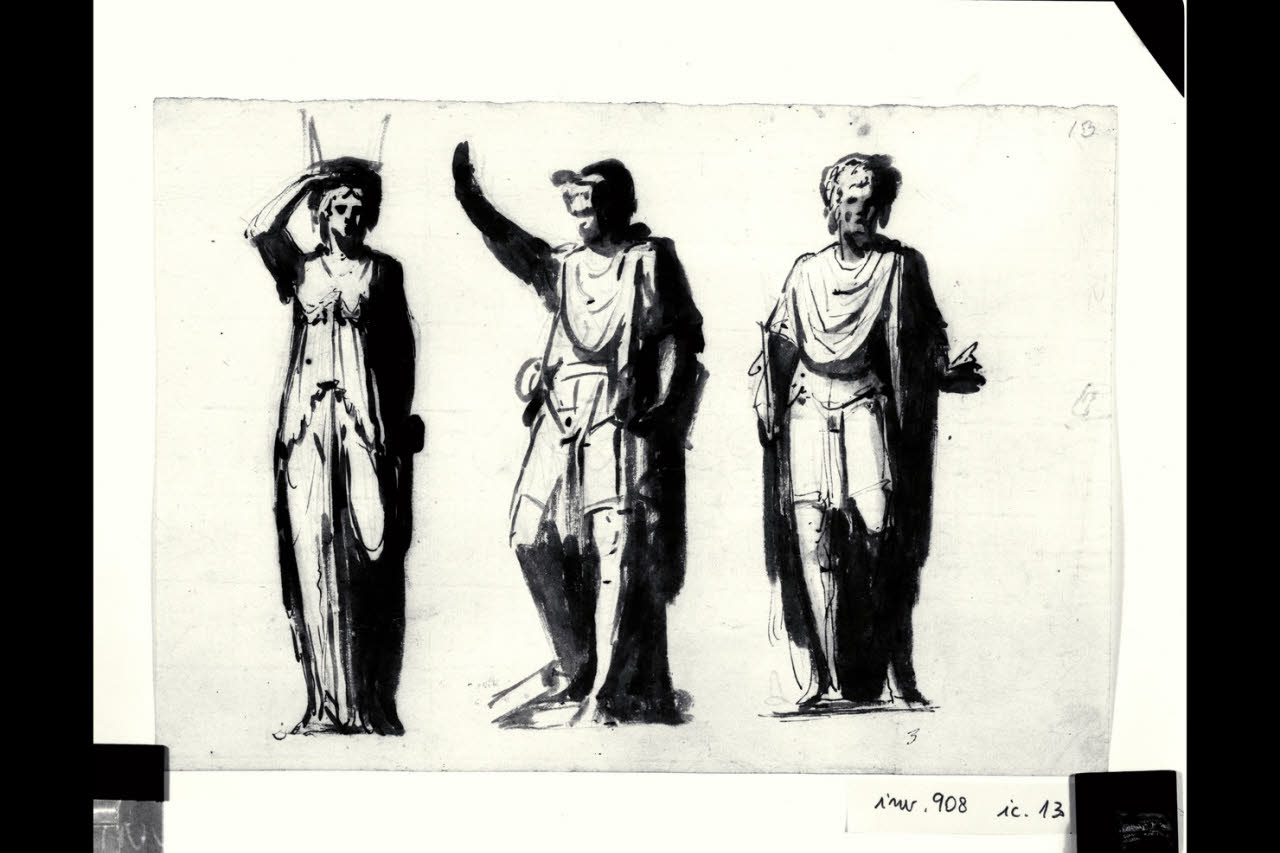 Canefora e due figure maschili (disegno) di Bonomini, Paolo Vincenzo; Bonomini, Paolo Vincenzo (secc. XVIII/ XIX)