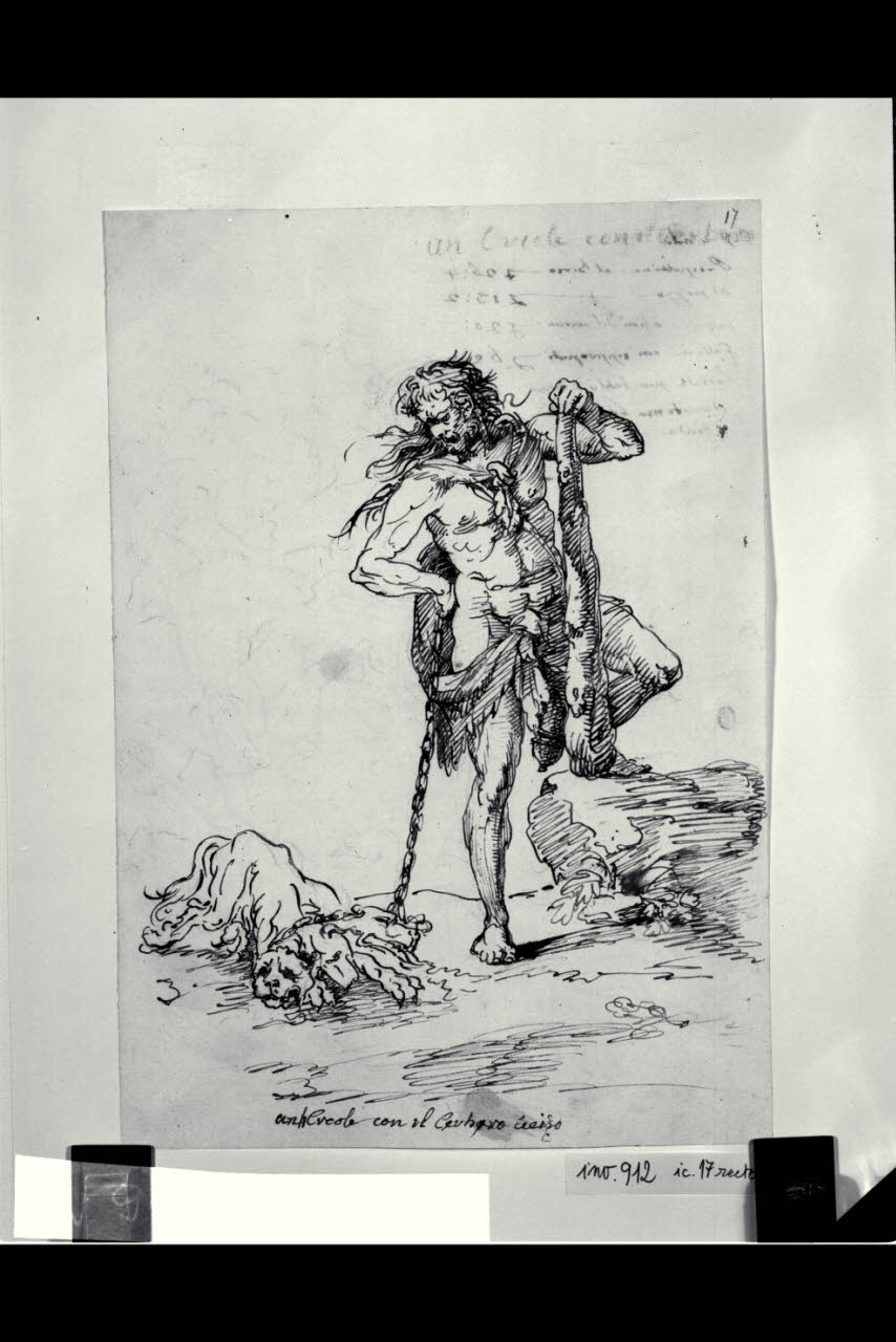 Ercole e Cerbero (disegno) di Bonomini, Paolo Vincenzo; Bonomini, Paolo Vincenzo (secc. XVIII/ XIX)