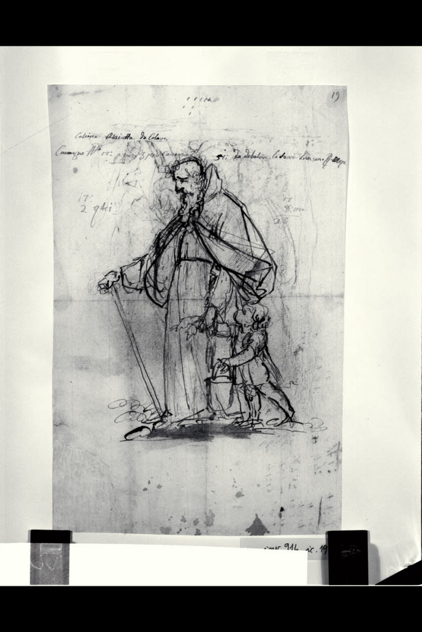 Vecchio frate che conduce per mano un fanciullo (disegno) di Bonomini, Paolo Vincenzo; Bonomini, Paolo Vincenzo (secc. XVIII/ XIX)