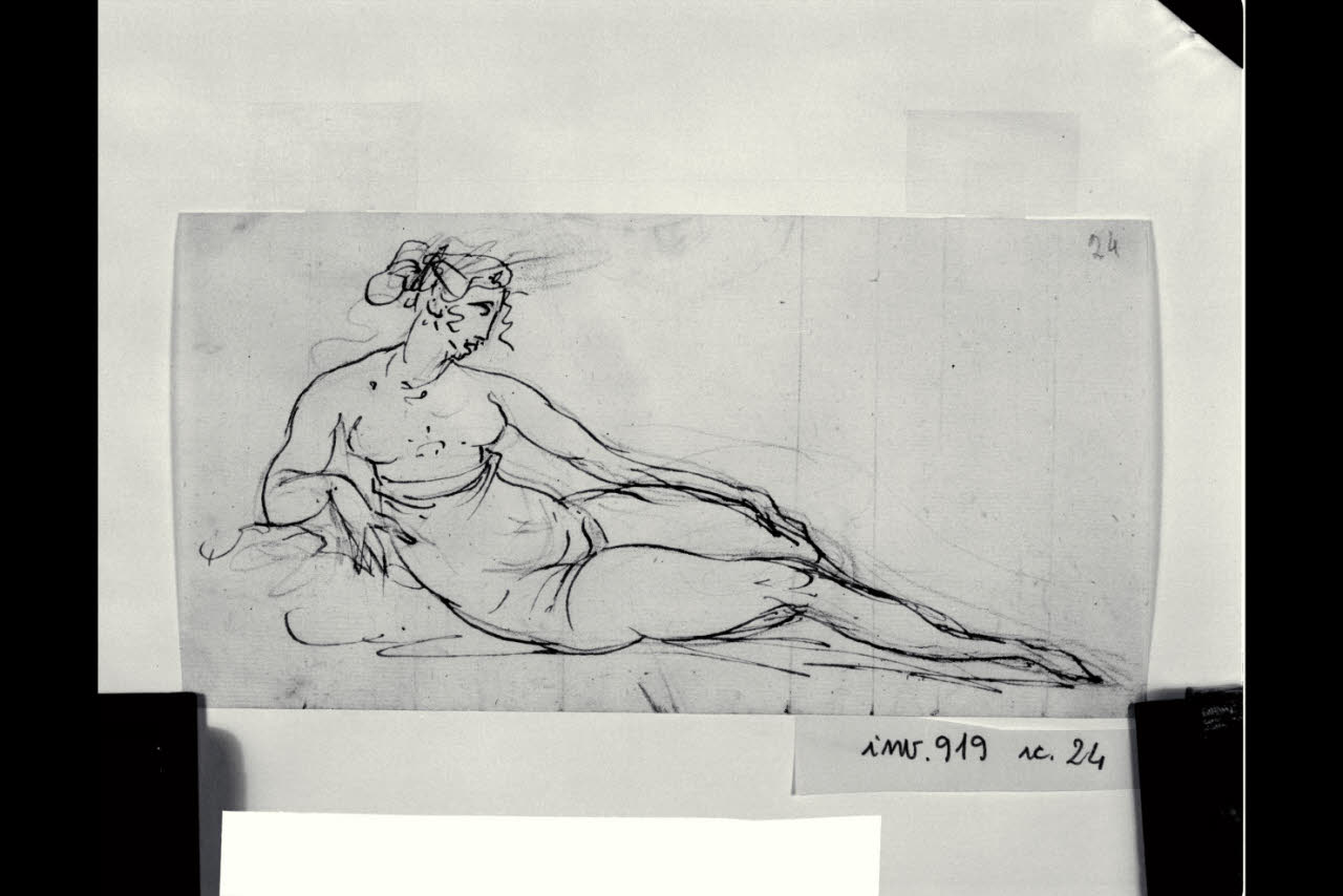 Giovane seminuda giacente su un fianco (disegno) di Bonomini, Paolo Vincenzo; Bonomini, Paolo Vincenzo (sec. XIX)