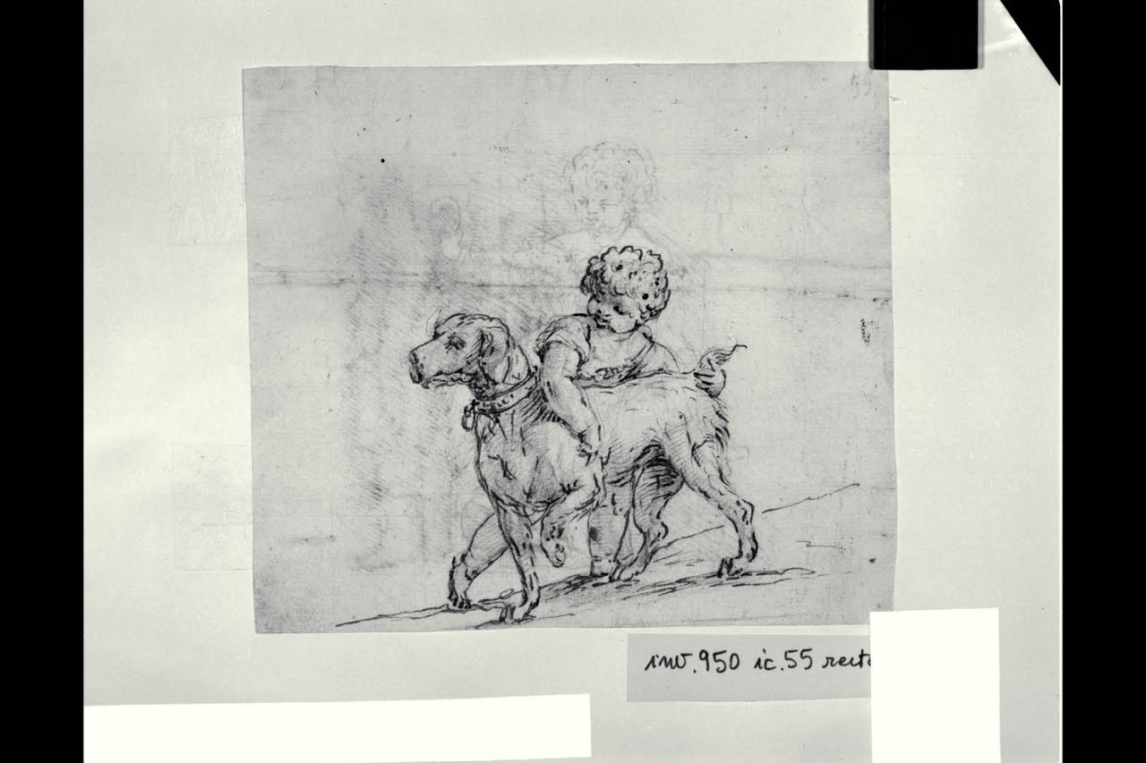 Bimbo con un cane (disegno) di Bonomini, Paolo Vincenzo; Bonomini, Paolo Vincenzo (fine/inizio secc. XVIII/ XIX)