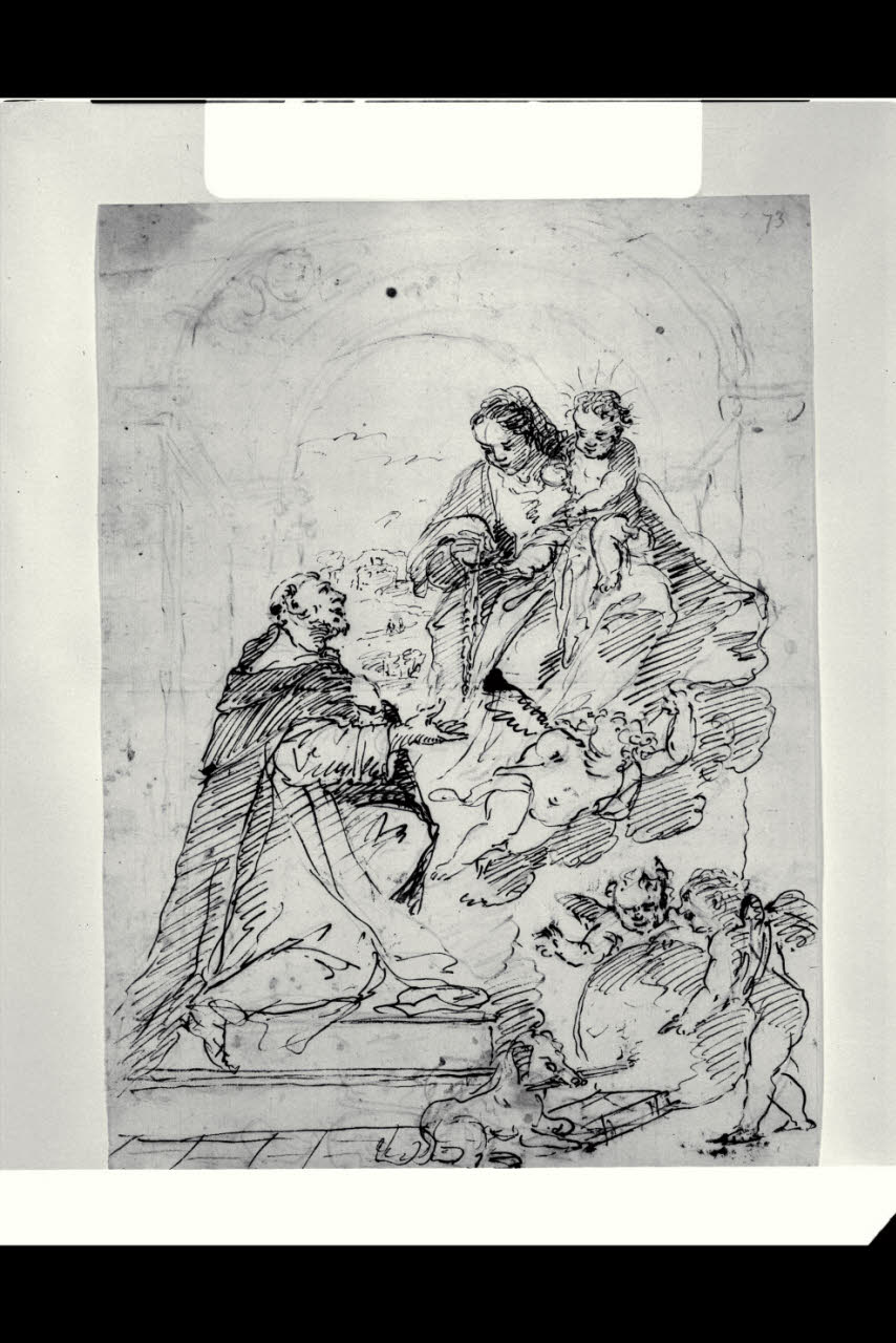 Madonna col Bambino e san Domenico (disegno) di Bonomini, Paolo Vincenzo; Bonomini, Paolo Vincenzo (secc. XVIII/ XIX)