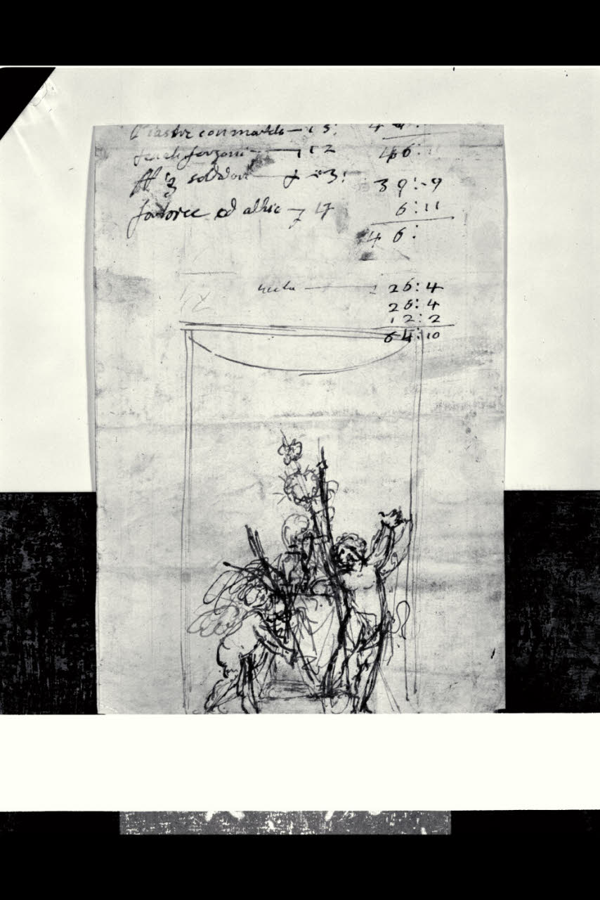 Nicchia con due angioletti reggenti i simboli della Passione (disegno) di Bonomini, Paolo Vincenzo; Bonomini, Paolo Vincenzo (secc. XVIII/ XIX)