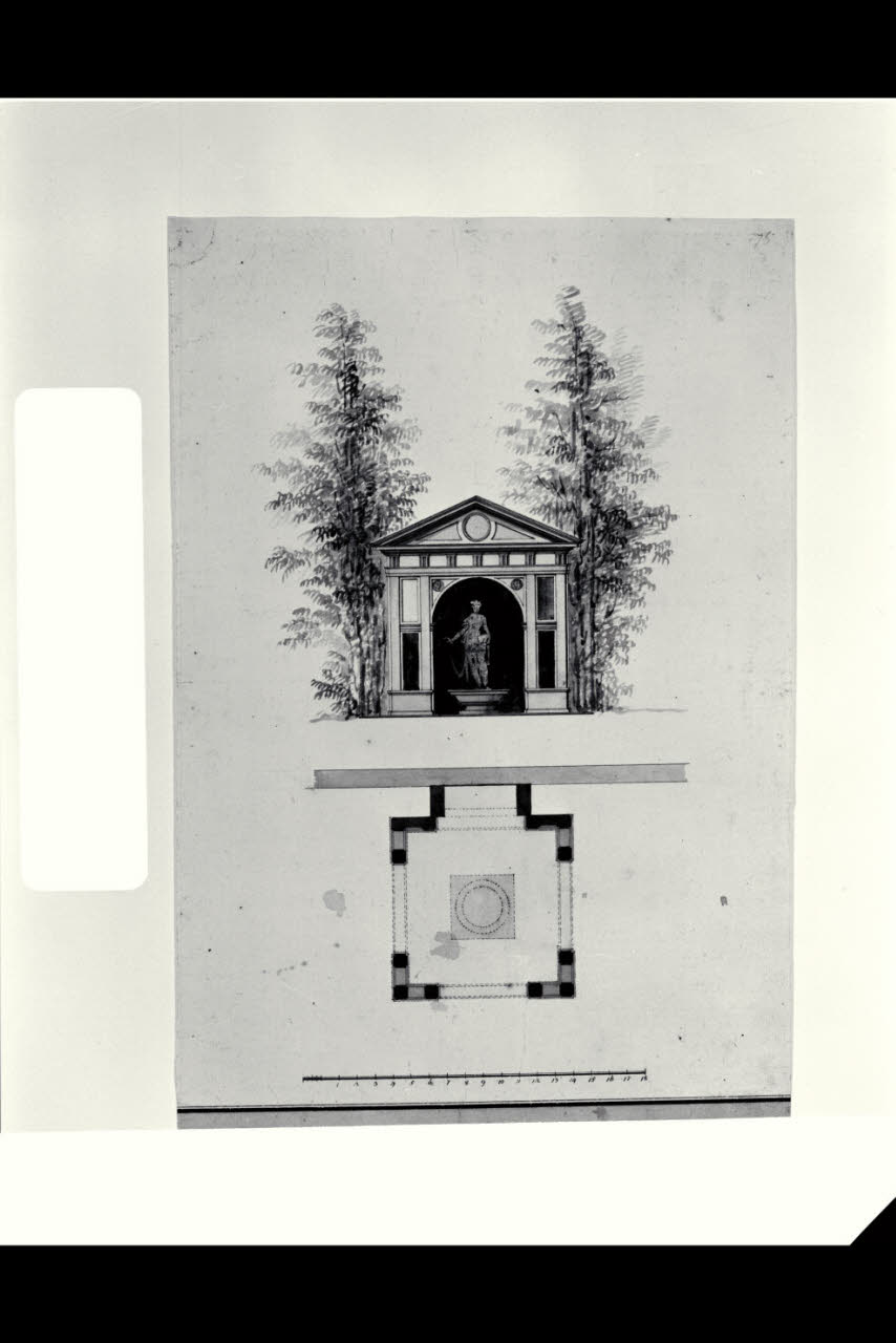 Progetto per un tempietto con statua classica (disegno) di Bonomini, Paolo Vincenzo; Bonomini, Paolo Vincenzo (secc. XVIII/ XIX)