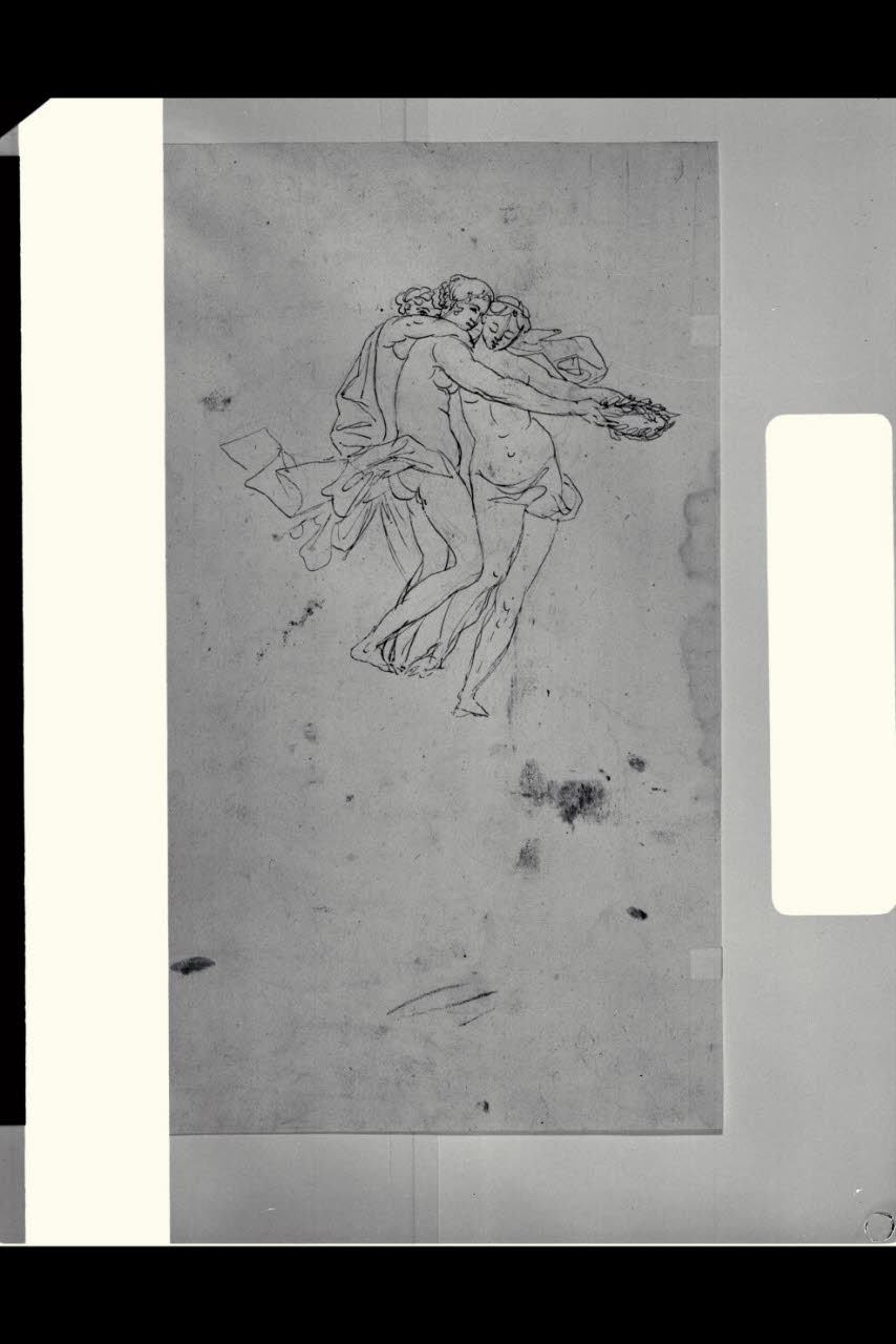 Le tre Grazie abbracciate e porgenti una corona di lauro (disegno) di Bonomini, Paolo Vincenzo; Bonomini, Paolo Vincenzo (secc. XVIII/ XIX)