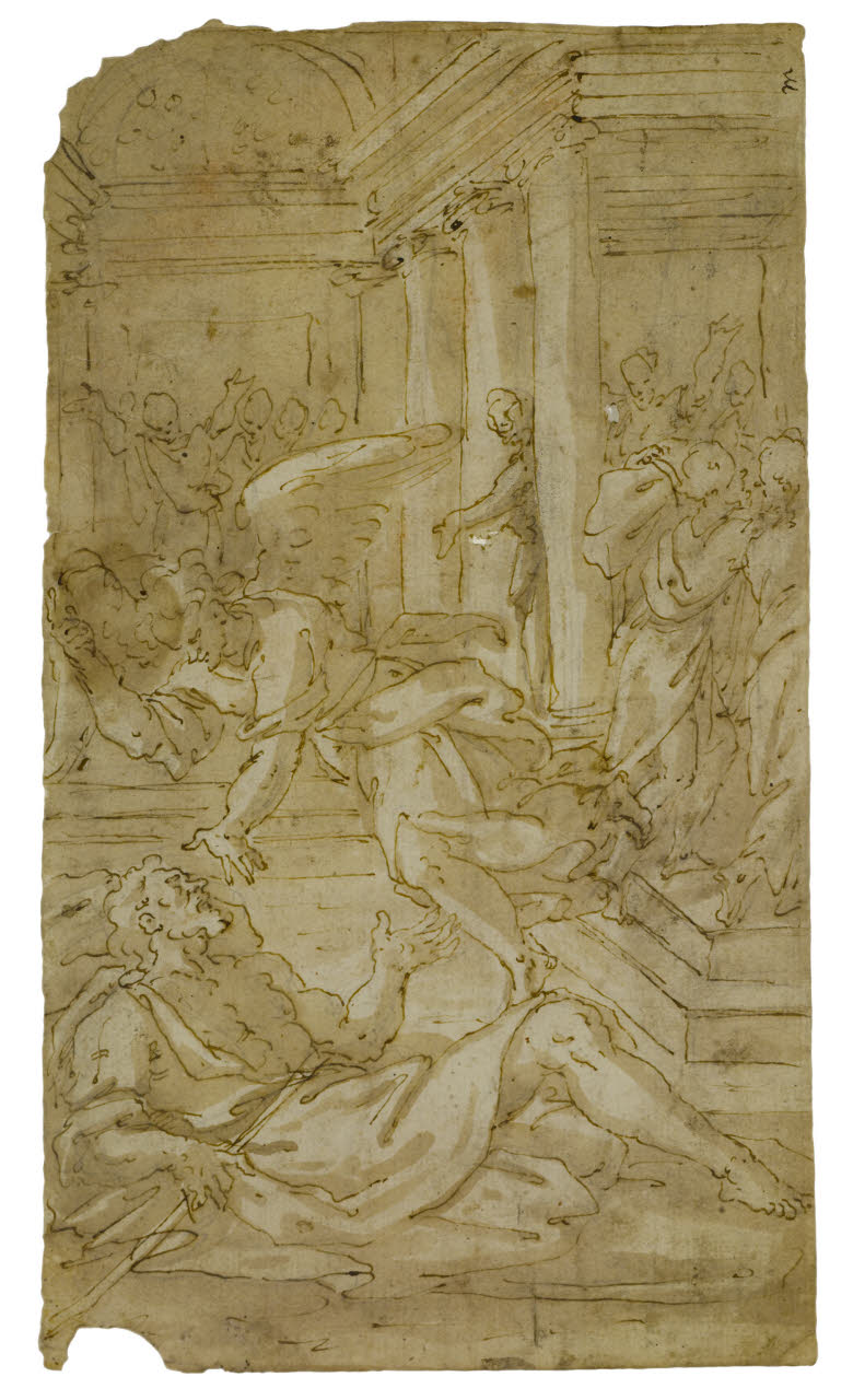 Il miracolo del paralitico (disegno) di Rovere, Giovanni Battista della detto Fiamminghino; Boscoli, Andrea (; già attribuito) (sec. XVI)