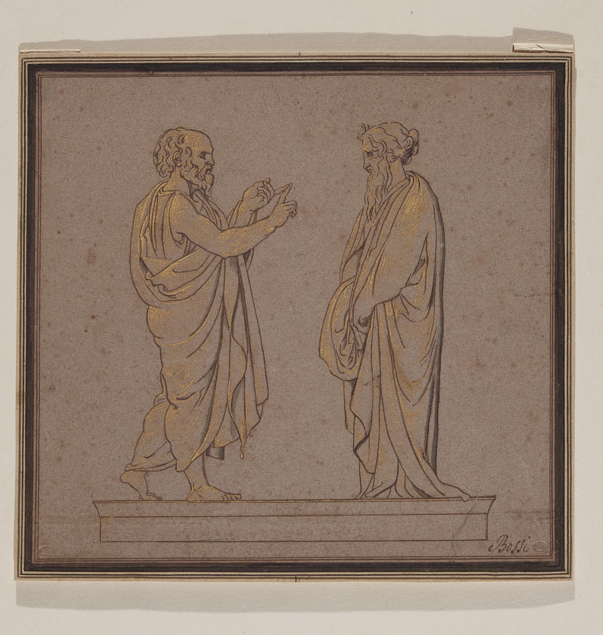 Socrate e Platone (disegno) di Bossi, Giuseppe (copia da) (sec. XIX)
