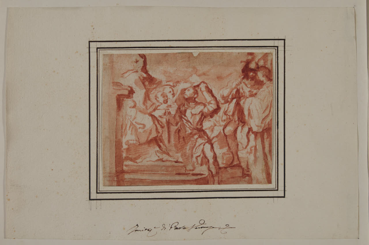 Vestizione di San Guglielmo (disegno) di Barbieri, Giovan Francesco detto Guercino (copia da) (sec. XVII)