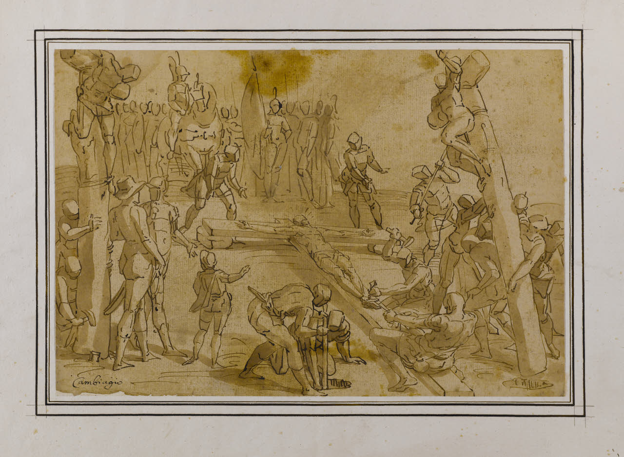 Cristo inchiodato alla croce (disegno) di Cambiaso, Luca ((?)) (seconda metà sec. XVI)