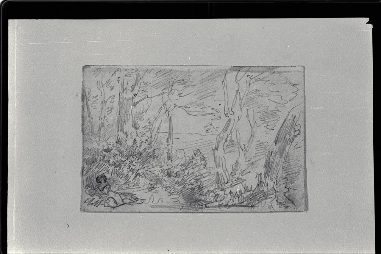 Bosco con figure (disegno) di Carnovali, Giovanni detto Piccio (sec. XIX)