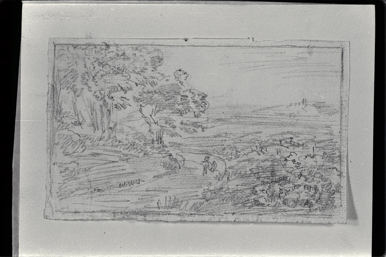 Sentiero tra bosco e pianura (disegno) di Carnovali, Giovanni detto Piccio (sec. XIX)