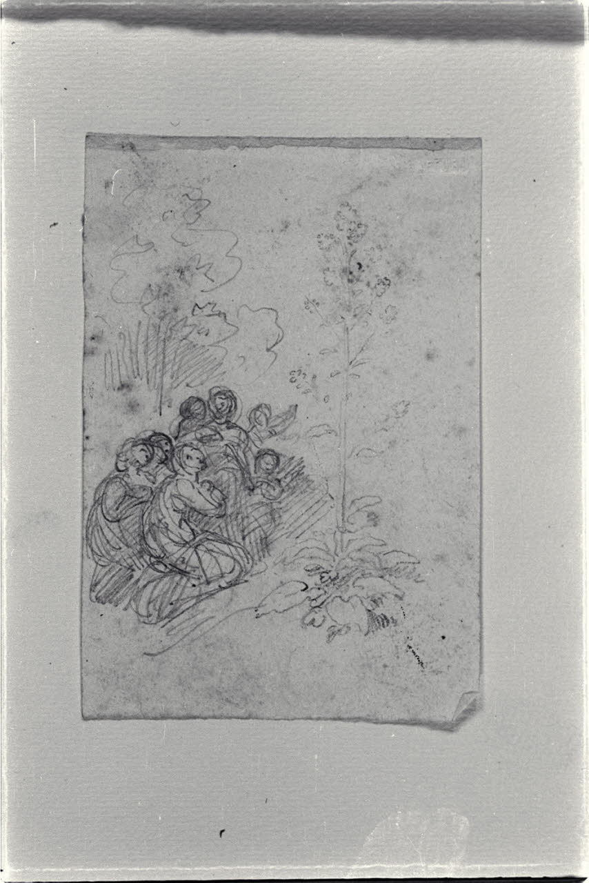 Gruppo di oranti e alberi (disegno) di Carnovali, Giovanni detto Piccio (sec. XIX)