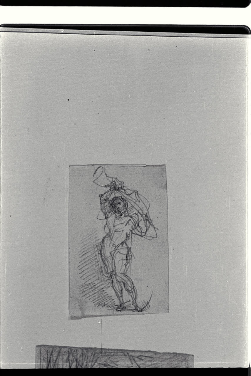 Figura che solleva un oggetto sopra la testa (disegno) di Carnovali, Giovanni detto Piccio (sec. XIX)