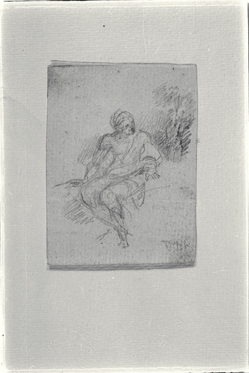 Schizzo di figura seduta, volta a sinistra (disegno) di Carnovali, Giovanni detto Piccio (sec. XIX)