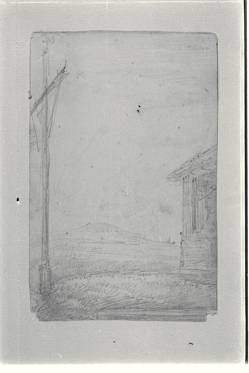 Alta croce e cappelletta (disegno) di Carnovali, Giovanni detto Piccio (sec. XIX)