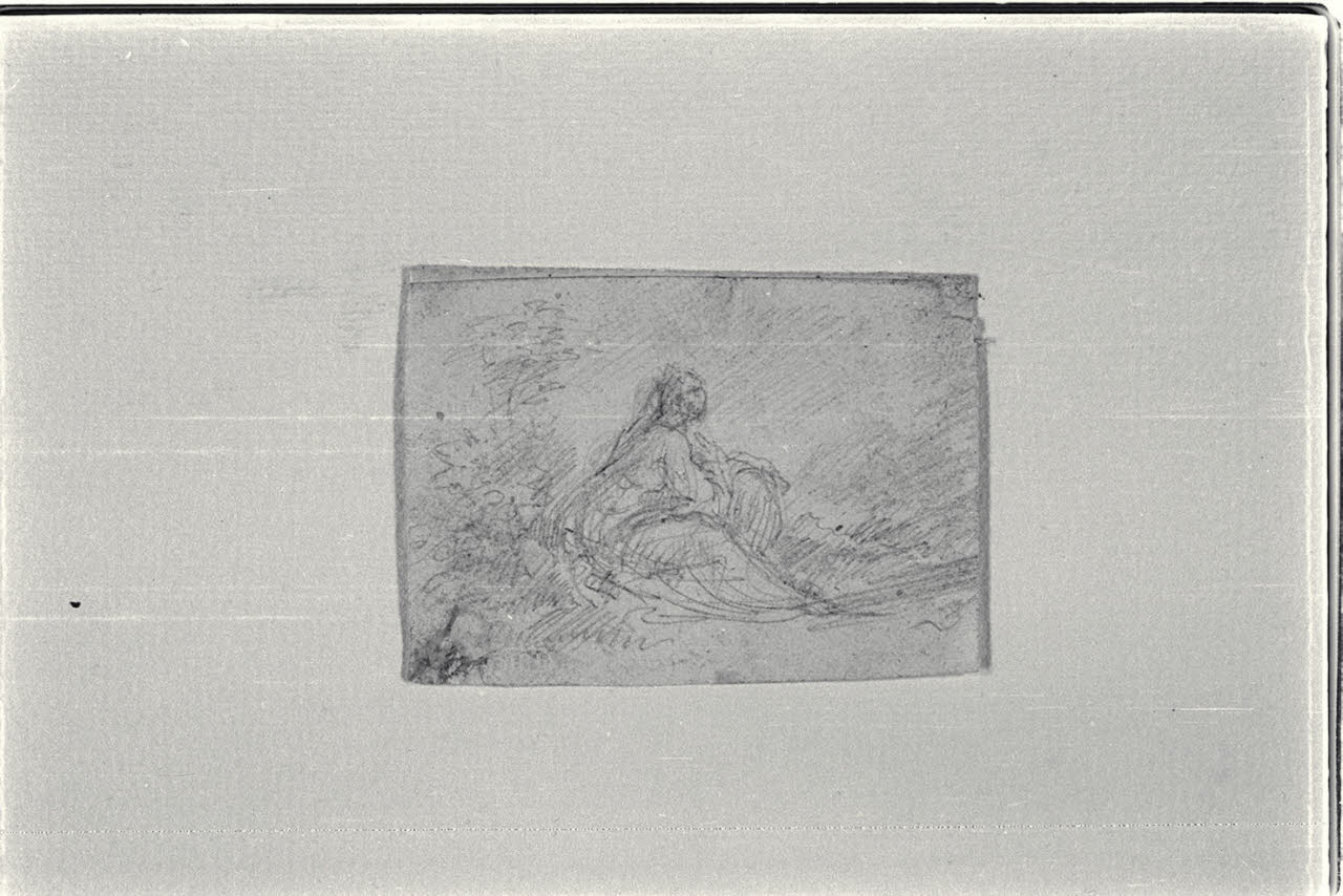Donna seduta in solitudine (disegno) di Carnovali, Giovanni detto Piccio (sec. XIX)