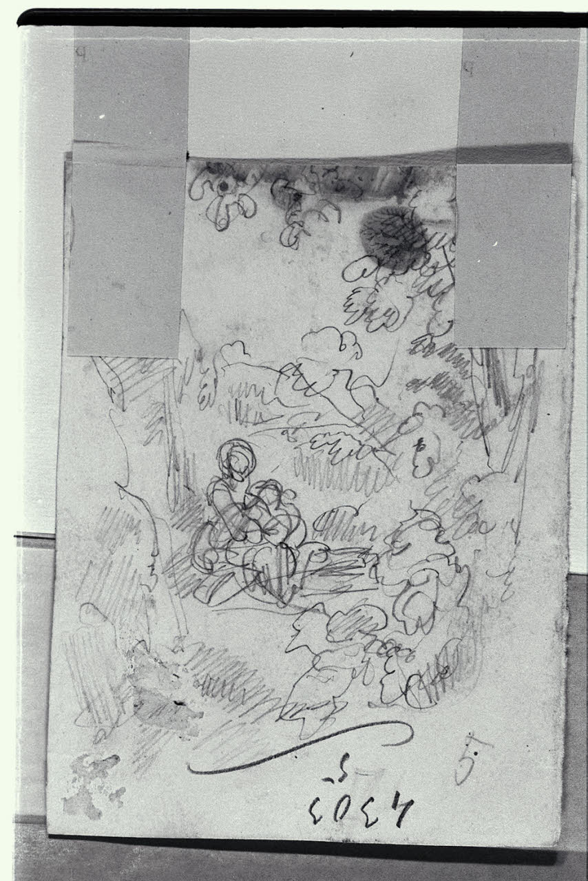 Donna con bambino in grembo (disegno) di Carnovali, Giovanni detto Piccio (sec. XIX)