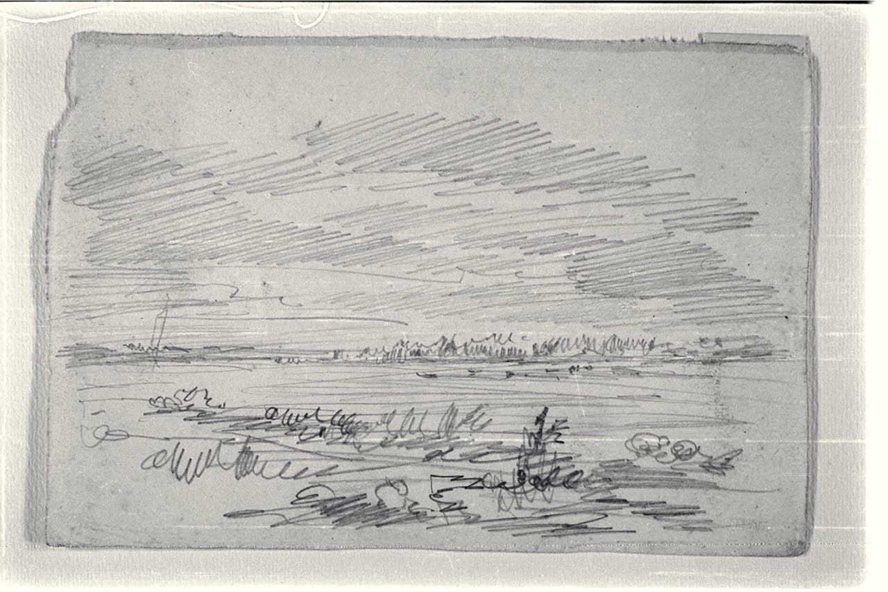 Paesaggio lacustre (disegno) di Carnovali, Giovanni detto Piccio (sec. XIX)