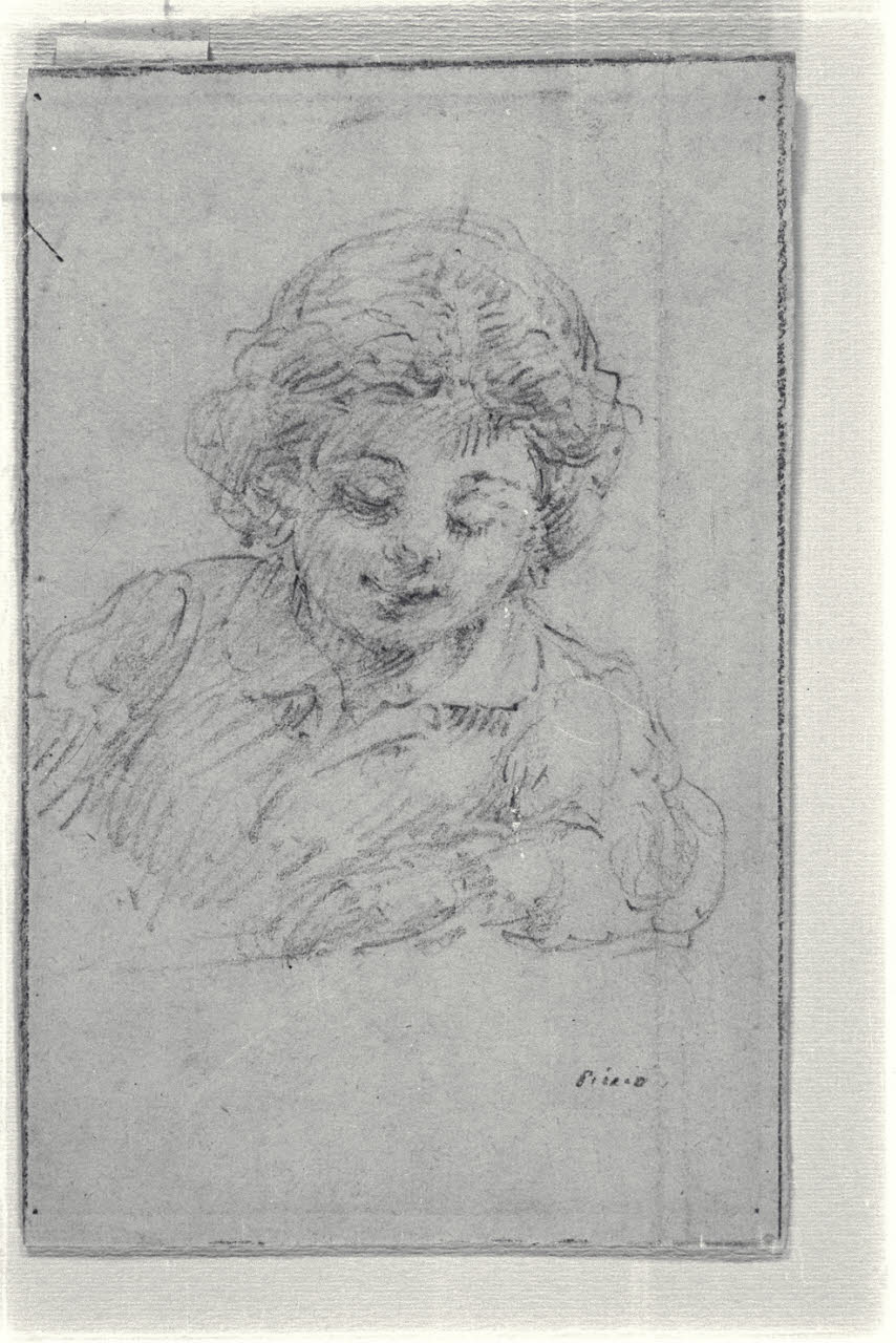 Fanciullo appoggiato al tavolo (disegno) di Carnovali, Giovanni detto Piccio (sec. XIX)