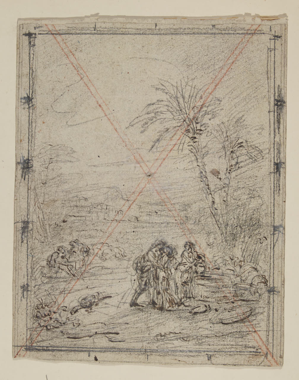 Incontro di Giacobbe con Rachele (disegno) di Carnovali, Giovanni detto Piccio (sec. XIX)