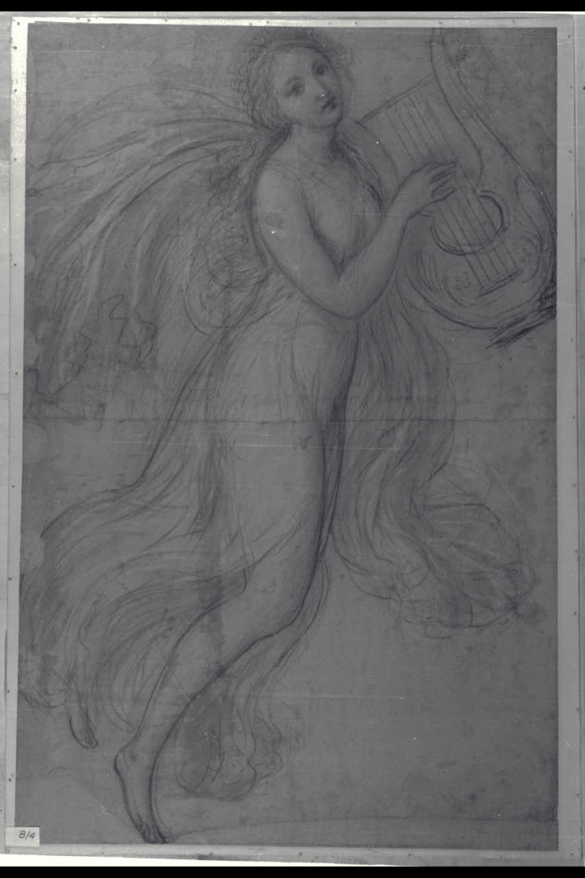 Danzatrice con lira (disegno) di Carnovali, Giovanni detto Piccio (sec. XIX)