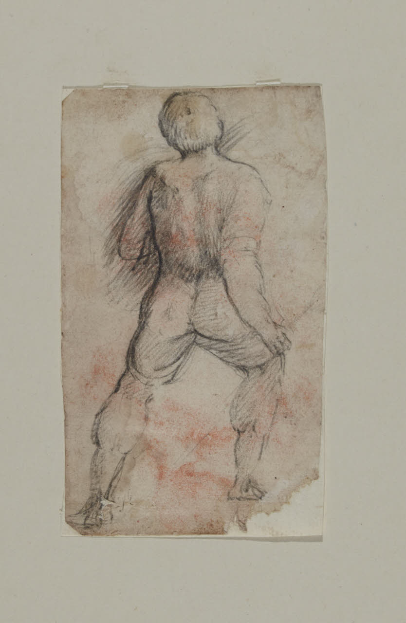 Figura maschile vista posteriormente, Figura maschile vista posteriormente (disegno) di Carracci, Annibale ((?)) (sec. XVI)