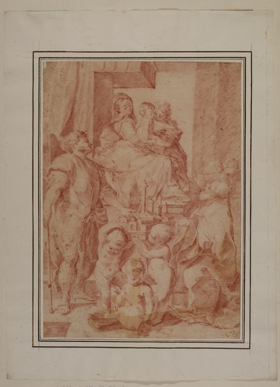 Sposalizio mistico di Santa Caterina con i Santi protettori di Bologna (disegno) di Faccini, Pietro (copia da) (sec. XVII||sec. XVII)