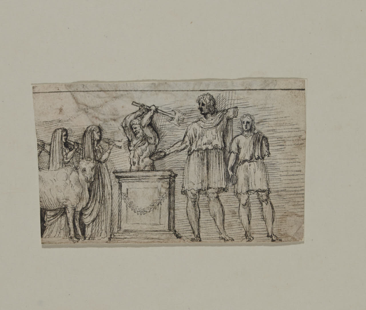 Sacrificio di un toro, Sacrificio di un toro (disegno) di Carracci ((?)) (sec. XVI)