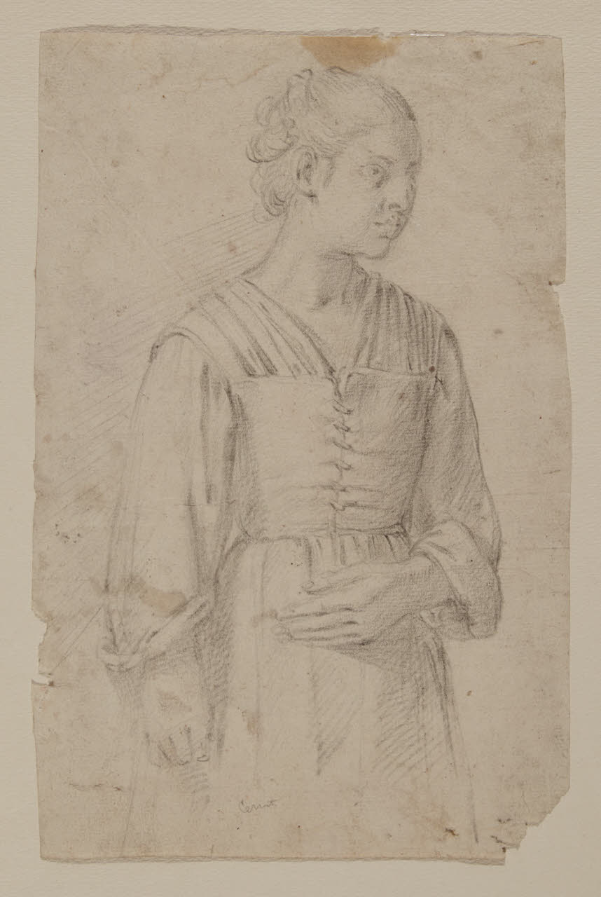Studio di mezza figura femminile, Studio di mezza figura femminile (disegno) di Ceruti, Giacomo detto Pitocchetto (già attribuito) (sec. XVIII)