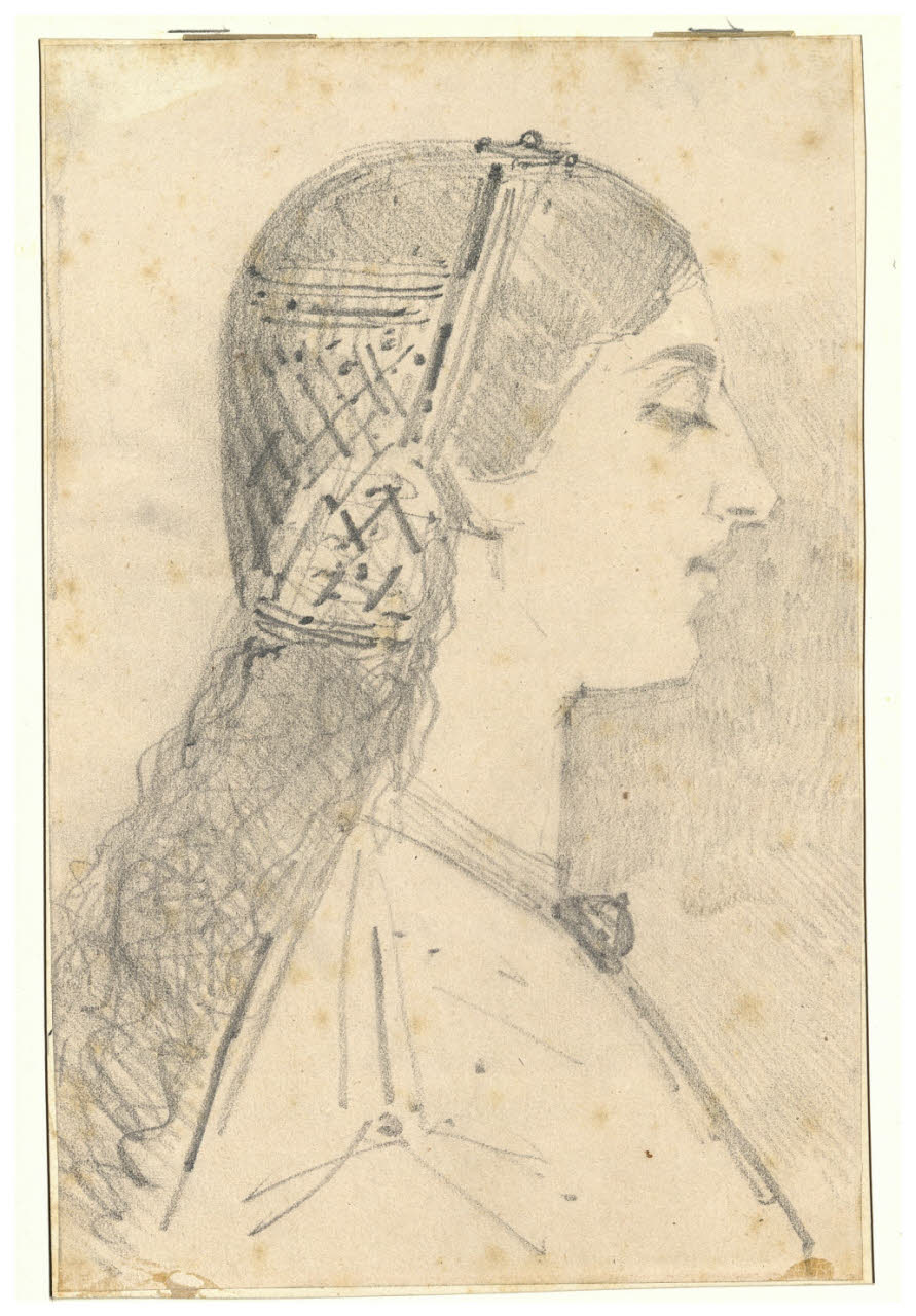 Profilo di testa femminile, Profilo di testa femminile (disegno) di Cremona, Tranquillo (sec. XIX)