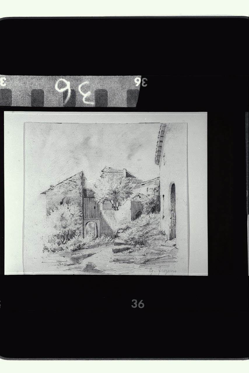 Gruppo di case rustiche (disegno) di Frigerio, Giulio ((?)) (seconda metà sec. XIX)