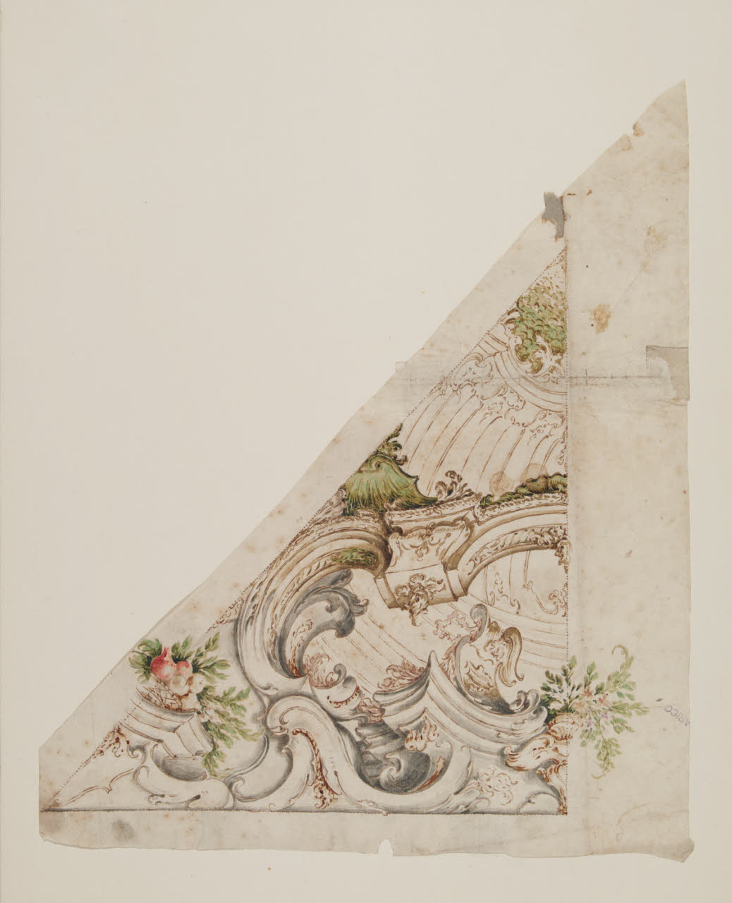 Particolari per la decorazione del Duomo di Monza: motivo architettonico con ornati e fiori (disegno) di Gilardi, Pietro (primo quarto sec. XVIII)