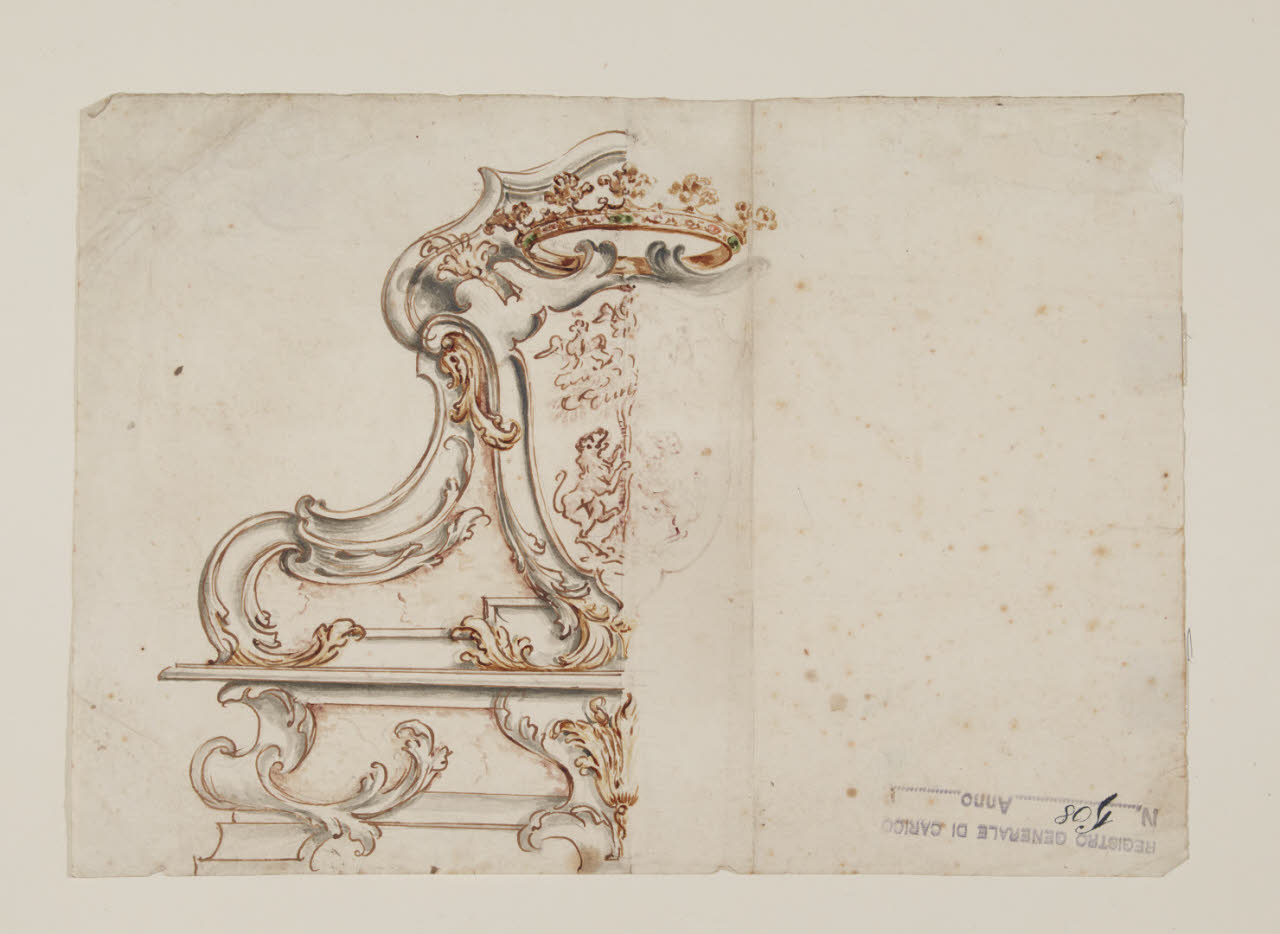 Particolari per la decorazione del Duomo di Monza: motivo architettonico con ornato per altare (disegno) di Gilardi, Pietro (primo quarto sec. XVIII)