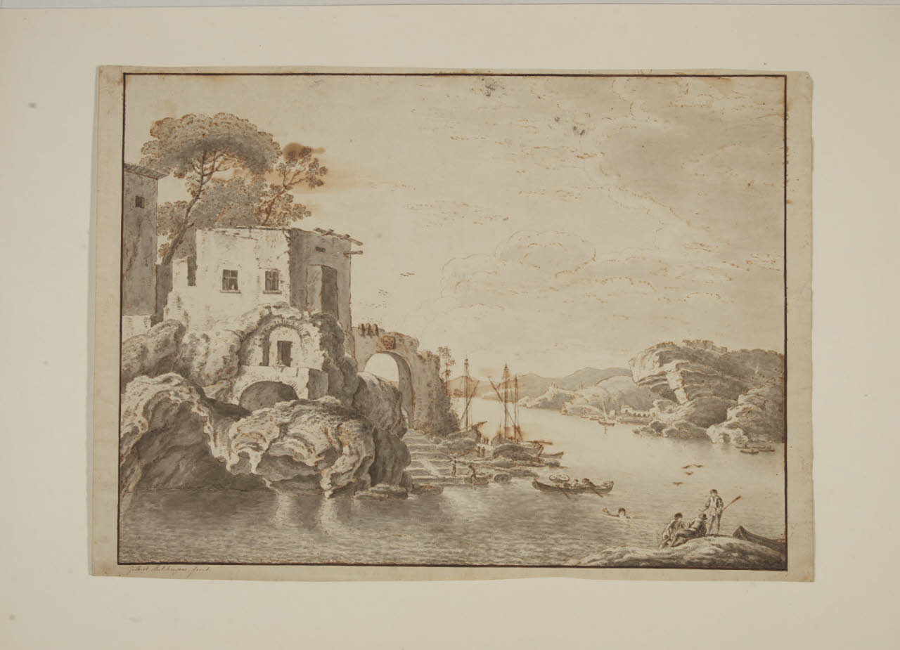 Paesaggio, Paesaggio (disegno) di Hutchinson, Gilberto (secc. XVIII/ XIX)
